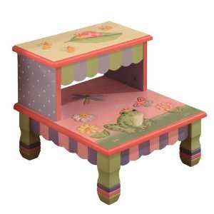  Magic Garden Carved Wood Step Stool