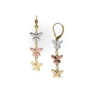  Butterfly Earrings in 14K Tri Color Gold Maui Divers of 