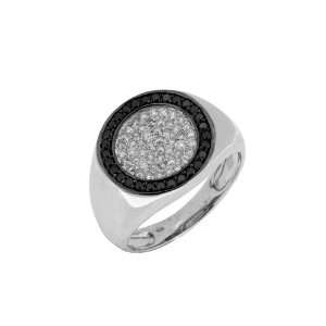  Mens Black & White Diamond Ring in 14k White Gold (TCW 