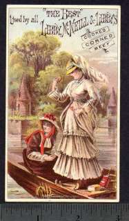 1800s Victorian Lady Boat Libby McNeill Meat Tin CARD  