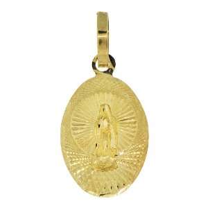  14k Yellow Gold, Virgin Mary Guadalupe Religious Pendant 
