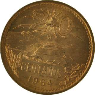 1964   BU   Mexico   20 Centavos Cents   Coin   7366  