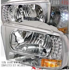 Ford F350 Headlights Chrome Clear LED Headlights 1999 2000 2001 2002 