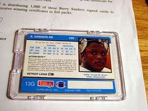 1992 Action Packed ~ 24 karat Gold Signed BARRY SANDERS Card ~ Mail 