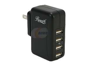 Rosewill 2 Amp 4 Port USB Wall Charger RUC 6180 for iPhone/iPod/iPad 