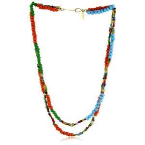  Wendy Mink Out of Africa Double African Glass Necklace Jewelry