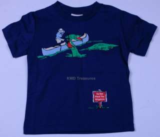 NWT Boys Mini Boden Blue Danger Alligator Shirt 2 3  