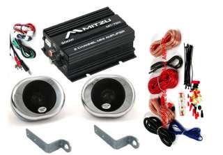 MOTORCYCLE AMP + 2X SPEAKERS +  CABLE + INSTALL KIT+  