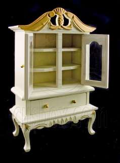 White Pearl Queen Anne Leg Bookcase Dollhouse Furniture  