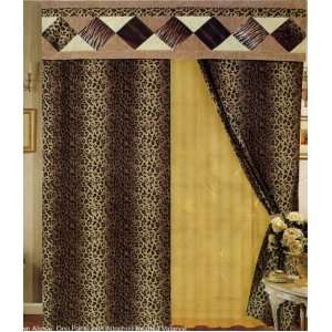  Print Patchwork Curtains/drapes with Attach Valance & Sheers Set 