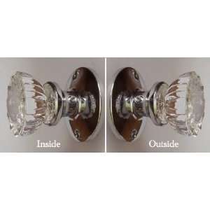 Depression Crystal French Door Dummy Knobs with Antique Brass Hardware 
