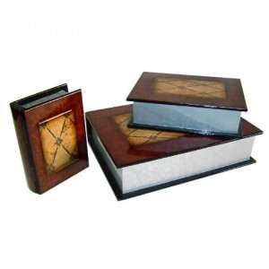  Set of 3 Wooden Book Boxes (Brown Tones) (See Description 