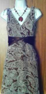 BEAUTIFUL BROWN PRINT DRESS by CONNECTED APPAREL SIZE 8  