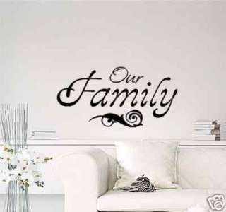 Wall Lettering Our Family Vinyl Decal Graphic NEW  
