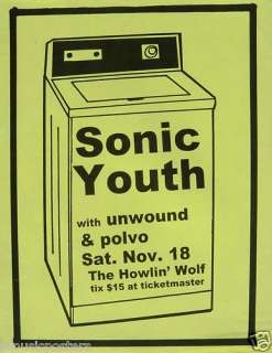 SONIC YOUTH/UNWOUND/POLVO 1995 NEW ORLEANS WASHING MACHINE TOUR 