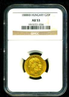 1888 AUSTRIA HUNGARY GOLD COIN 20 FRANCS 8 FT * NGC CERTIFIED GENUINE 