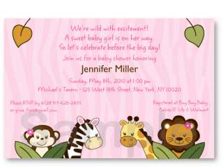 Safari Girl Jungle Baby Shower Invitation Printable  