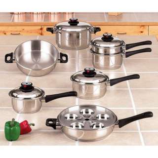 Maxam®17PC 9 Element Waterless Stainless Steel Cookware Set