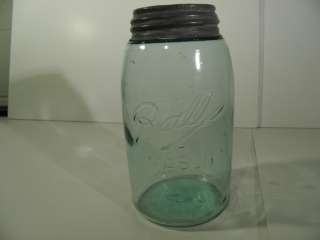 Antique VTG BALL Masons Glass JAR 7 Ice Blue Aqua Fruit Jar NICE 