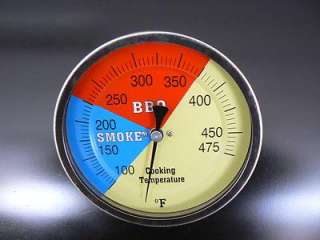 BARBECUE TEMP GAUGE SMOKER PIT GRILL 4 DIAL BBQ THERMOMETER ADJ 475 