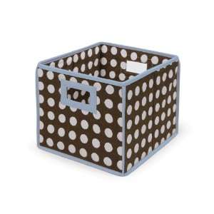 Badger Basket Folding Nursery Basket/Storage Cube   Brown/Blue Dot 