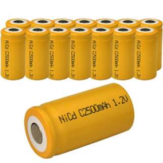 14 C Size Rechargeable Batteries 2500mAh NiCd 1.2V Flat Top Cell 