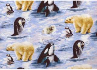 ARCTIC FRIENDS ANIMALS IN SNOW~ Cotton Quilting Fabric  