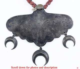 HUGE 19th CENTURY SOUTHWEST INDIAN BEAR CLAW STERLING NECKLACE  