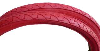 TWO 26x1.95 BICYCLE STREET TREAD SLICK TIRES Pair Red  