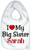 Love Big Sister Brother personalized name newborn infant custom baby 