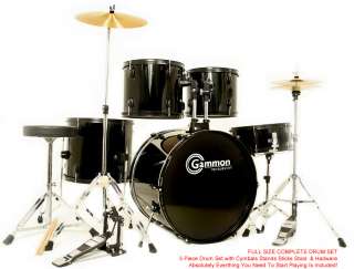 New FULL SIZE 5 Piece Drum Set w Cymbals Stands Stool  