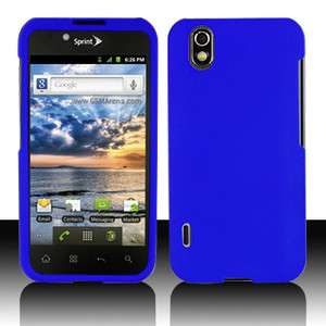 Sprint Boost Mobile LG LS855/Marquee Rubber Coated BLUE Snap On Case 