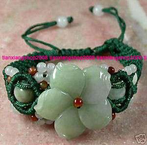 New Natural green jade carved flower bangle bracelet  