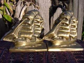 BEAUTIFUL BRASS SAILING SHIP BOOKENDS  