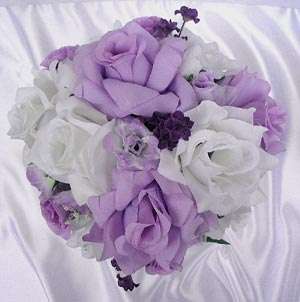 21pc Bridal bouquets wedding flower lavender/wht PETITE  