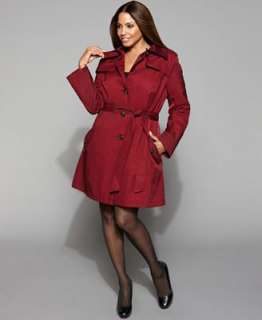 DKNY Plus Size Jacket, Belted Trench Coat