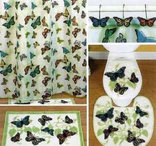 Summer Butterfly Bathroom 16pC SHower Curtain Rug hook  