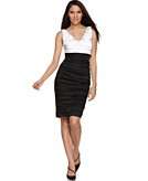    Calvin Klein Dress, Sleeveless Two Tone Ruched customer 
