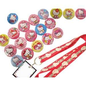 Hello Kitty Birthday Party Set   19 Favor Badges and 1 Kitty Lanyard w 