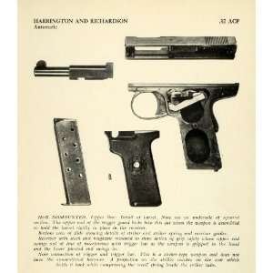   Automatic Pistol Dismantled Gun Parts   Original Halftone Print Home