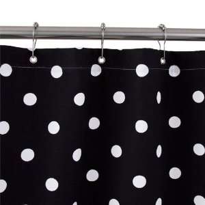  Cotton Duck Cloth Shower Curtain   Black with White Polka 
