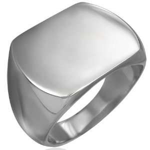 Bling Jewelry Stainless Steel Mens Square Signet Ring Engravable 10