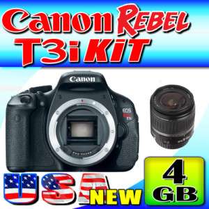 Canon EOS Rebel T3i w/18 55mm II IS lens + Large Bonus BUNDLE 