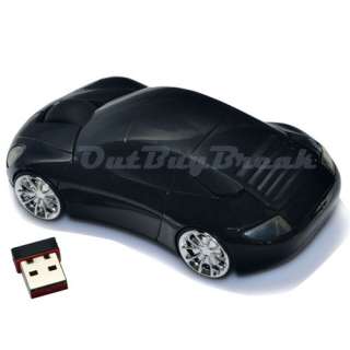 Black 2.4GHz Wireless 3D Car Optical Mouse Mice USB Receiver for PC 