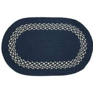     Navy & Cream Band   Oval Braided Rug (10 x 15)