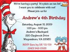 Cat in the Hat Invitations/Birthday Party Supplies  