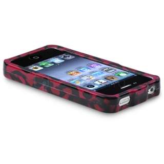 Hot Pink Leopard Hard CASE Cover+Car Charger+PRIVACY FILTER for iPhone 