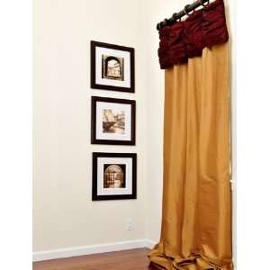   Ruched Valance Curtains Merlot Header Brown Gold Silk