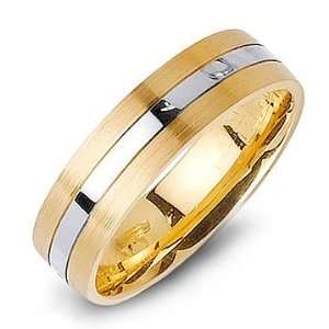    14K Two Tone Gold Polished & Brushed Wedding Band Ring Jewelry