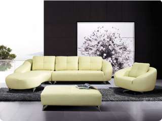 Modern leather sectional sofa chaise swivel chair set  
